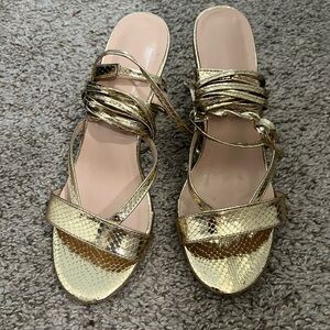 Lace up gold heels